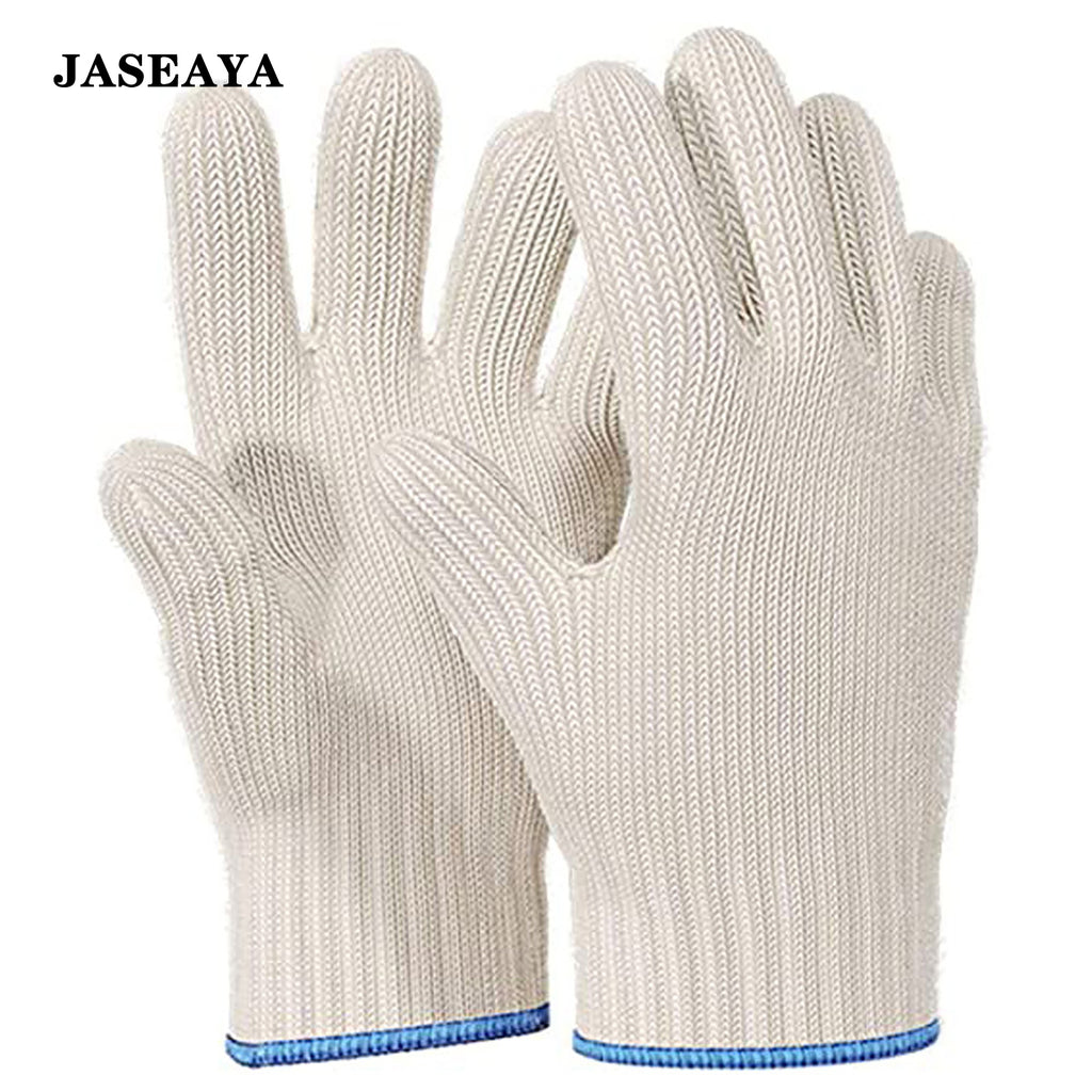 JASEAYA double-layer heat-resistant cotton gloves, 1 pair,   secure grip, suitable for kitchen cooking, grilling, and outdoor high-temperature open-flame food baking, providing short-term protection