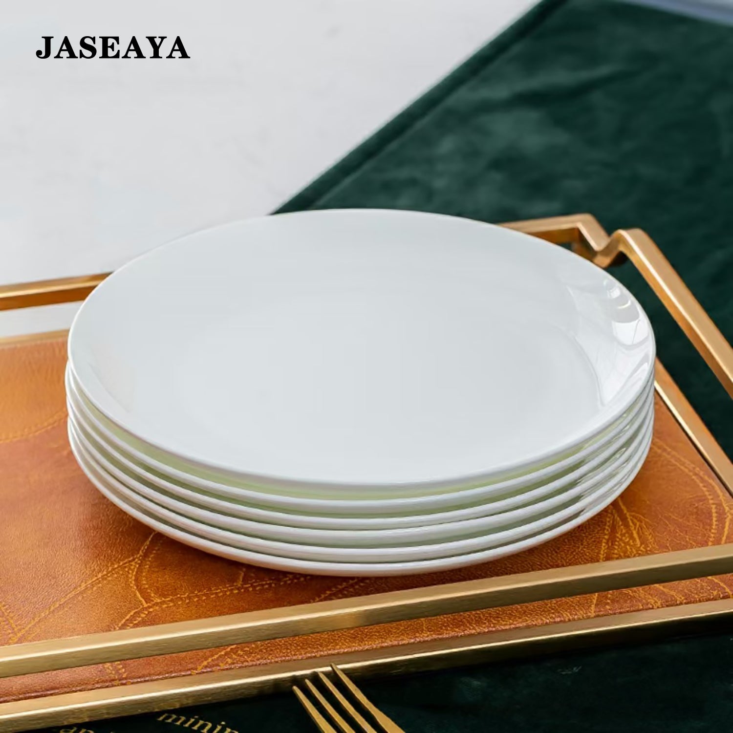 JASEAYA Basic 6-Piece White Dinnerware Set, Microwave and Dishwasher Safe, Suitable for Everyday Use, 8-inch Bone China Shallow Plates