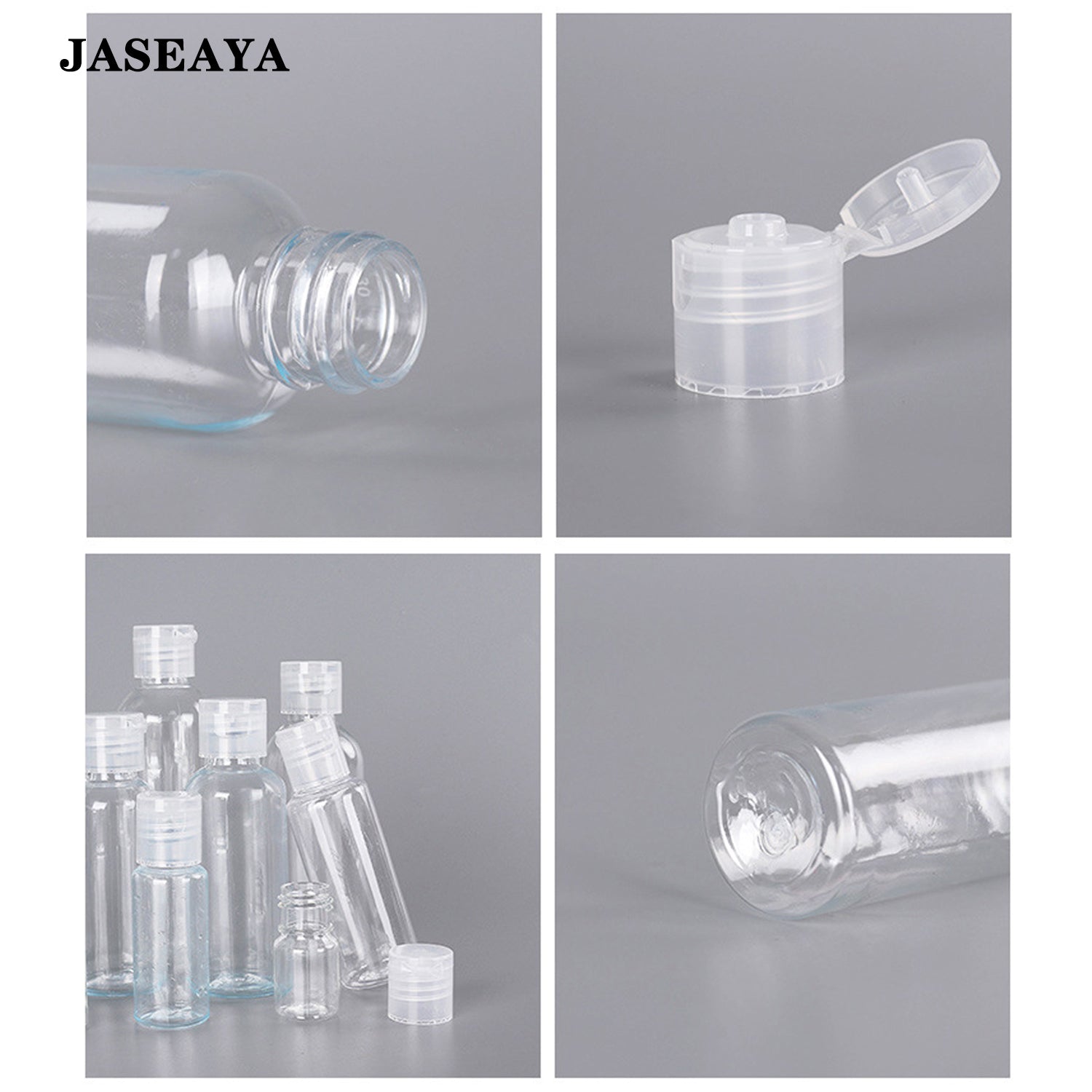 JASEAYA Travel Bottles 6 Pack, Clear Flip Cap Refillable Bottles, Portable Empty Toiletry Containers