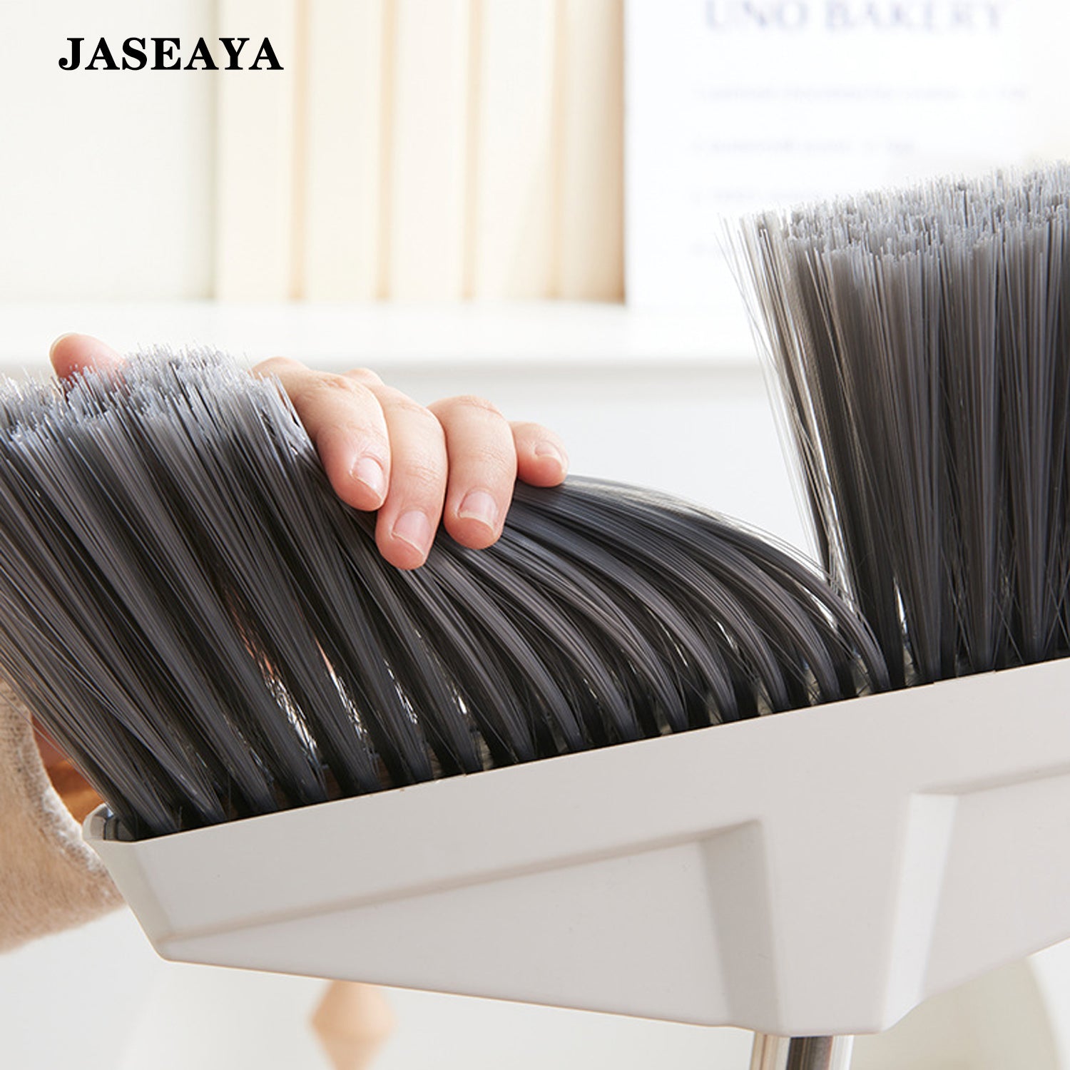 JASEAYA Soft Bristle Broom, Large Household Broom with Long Handle, Indoor Floor Sweeping Broom