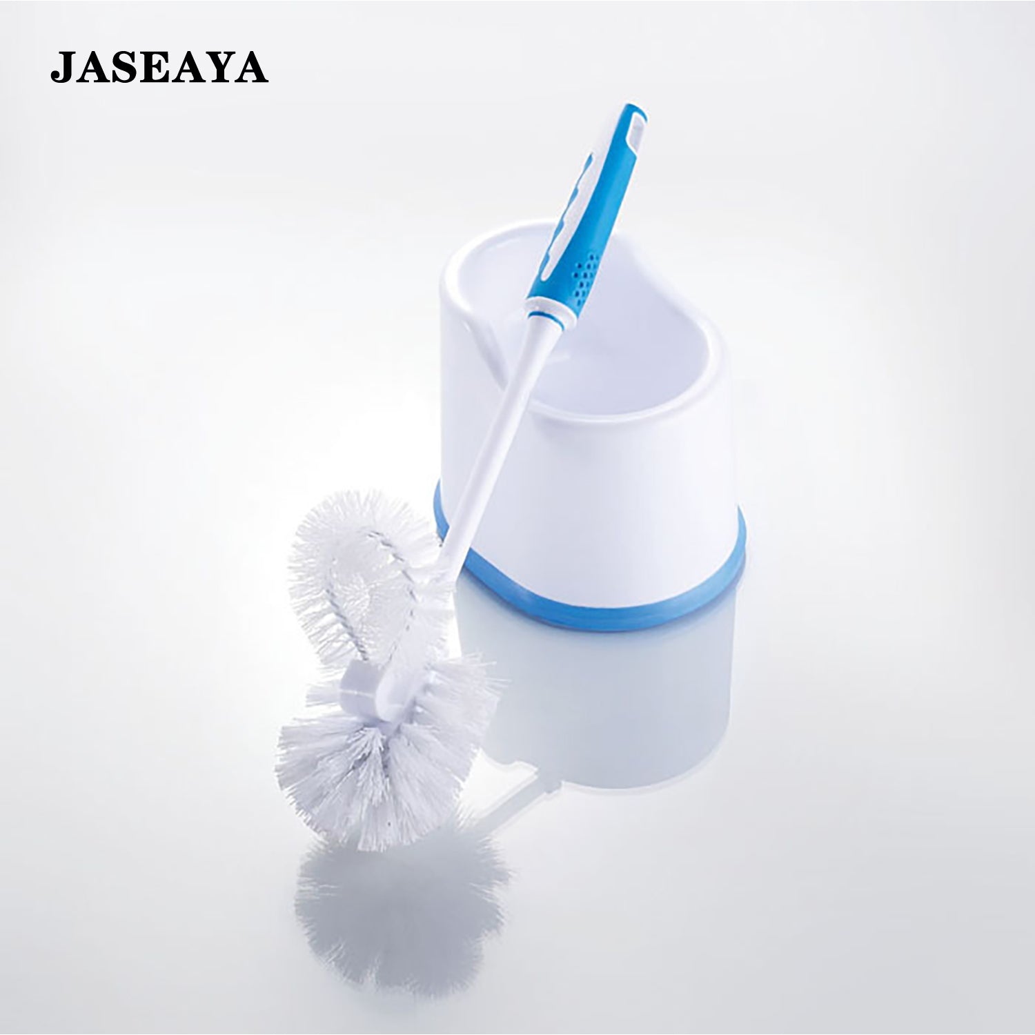 JASEAYA Under-Rim Toilet Bowl Brush with Corner Storage Caddy, 16 x 5 x 5.5 in