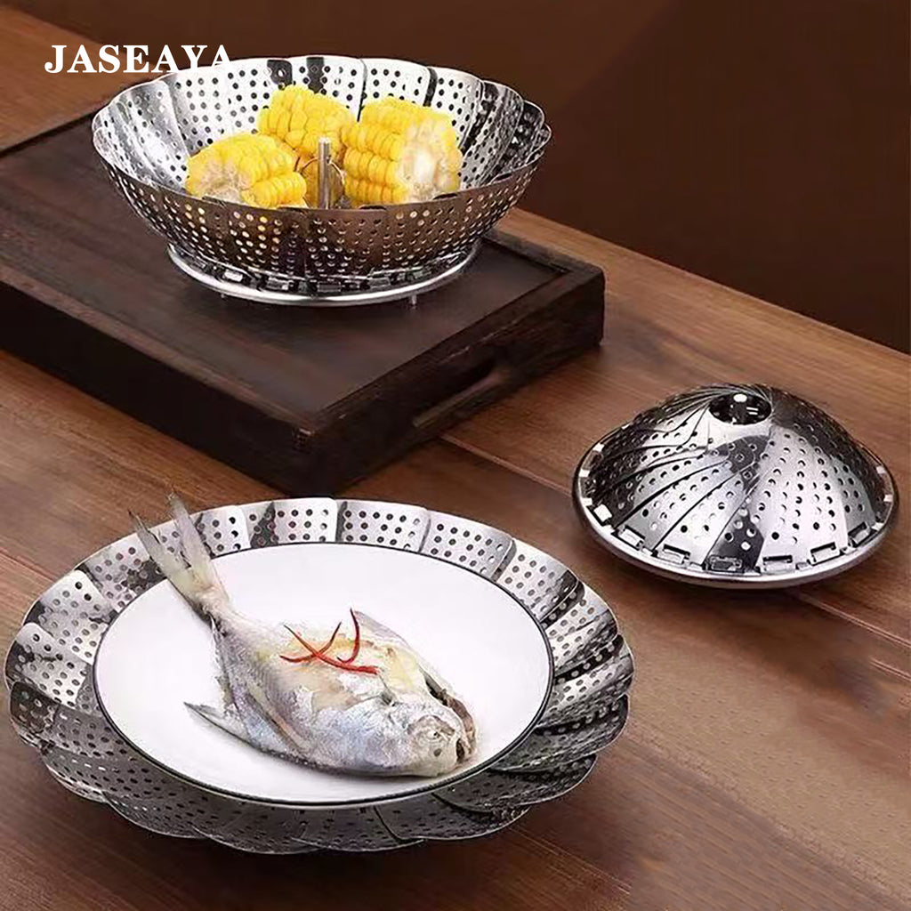 JASEAYA Vegetable Steamer Basket, Premium Stainless Steel Veggie Steamer Basket - Folding Expandable Steamers to Fits Various Size Pot Small by SAYFINE (5.5" to 9.2")