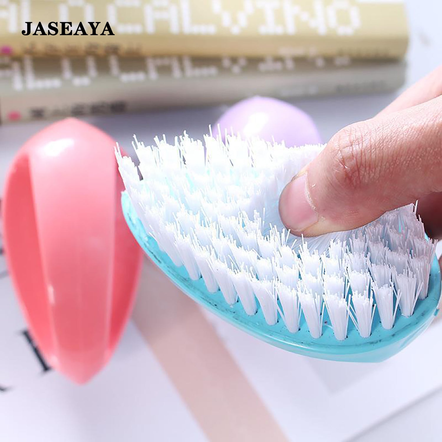 JASEAYA 2 Pack Scrubbing Brushes for Cleaning, Heavy Duty Scrub Brush Nylon Stiff Bristles,Scrubber Cleaner Brush for Bathroom,Showe,Sink,Kitchen,Bathtub,Floor,Multi-Purpose Cleaning Brush