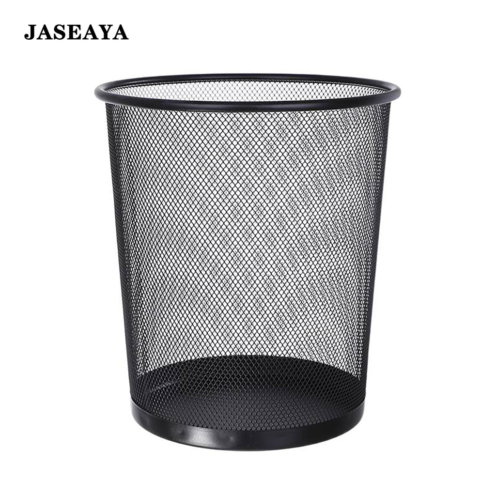 JASEAYA 2-Pack Steel Mesh Round Trashcan Wastebasket for Trash or Recycle in The Home, Office, or Garage, Black, 6 Gallon