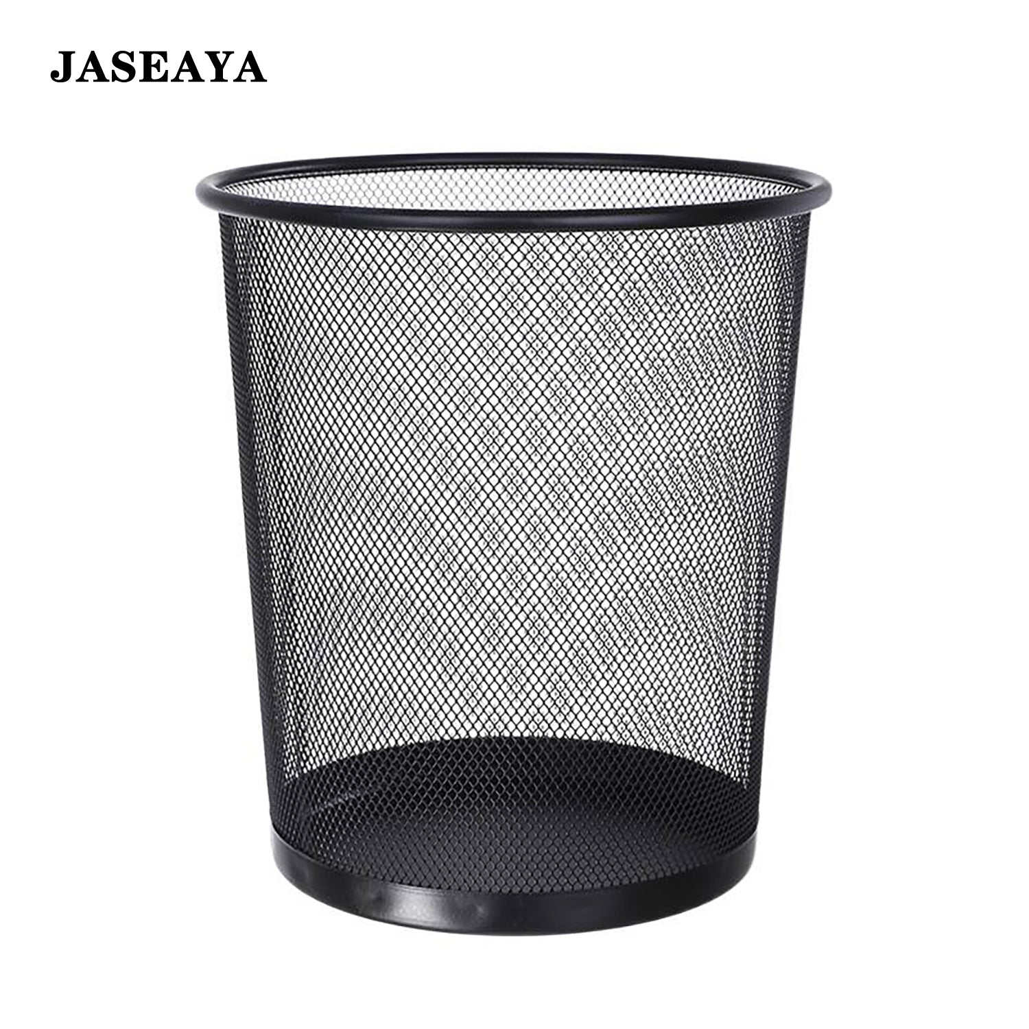 JASEAYA 2-Pack Steel Mesh Round Trashcan Wastebasket for Trash or Recycle in The Home, Office, or Garage, Black, 6 Gallon