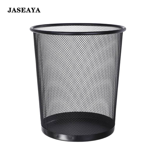JASEAYA 2-Pack Steel Mesh Round Trashcan Wastebasket for Trash or Recycle in The Home, Office, or Garage, Black, 6 Gallon