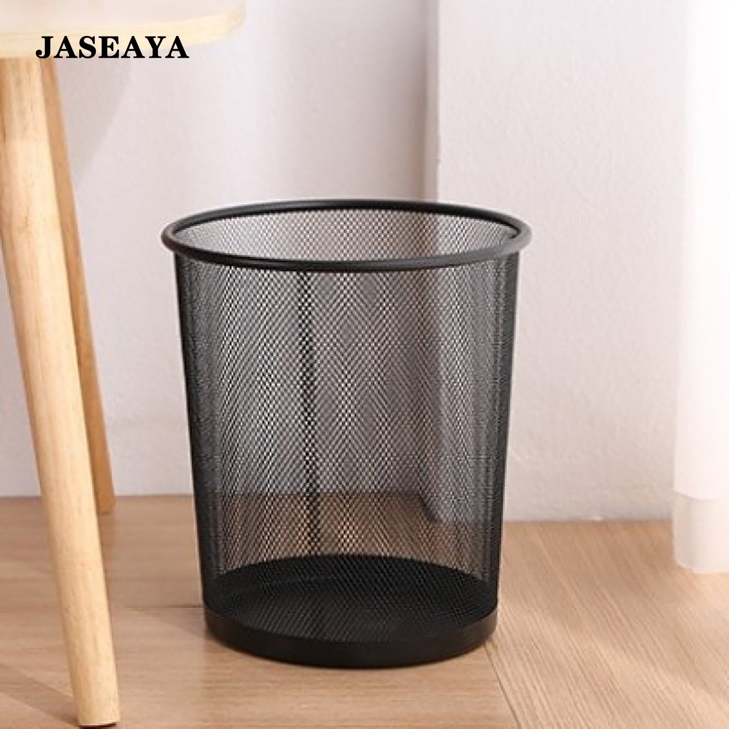 JASEAYA 2-Pack Steel Mesh Round Trashcan Wastebasket for Trash or Recycle in The Home, Office, or Garage, Black, 6 Gallon
