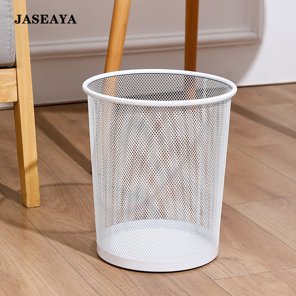 JASEAYA 2-Pack Steel Mesh Round Trashcan Wastebasket for Trash or Recycle in The Home, Office, or Garage, Black, 6 Gallon