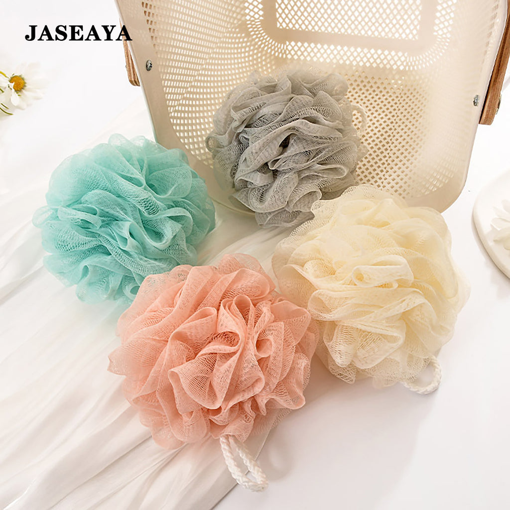 JASEAYA Loofah Sponge 60g Shower Loofahs 4 Colors Bath Sponges Mesh Balls for Body Scrubber Exfoliator Wash Back Scrubber Bathroom Men Women - 4 Pack Scrubbers Cleaning Bathing Accessories