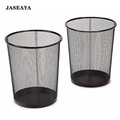 JASEAYA 2-Pack Steel Mesh Round Trashcan Wastebasket for Trash or Recycle in The Home, Office, or Garage, Black, 6 Gallon