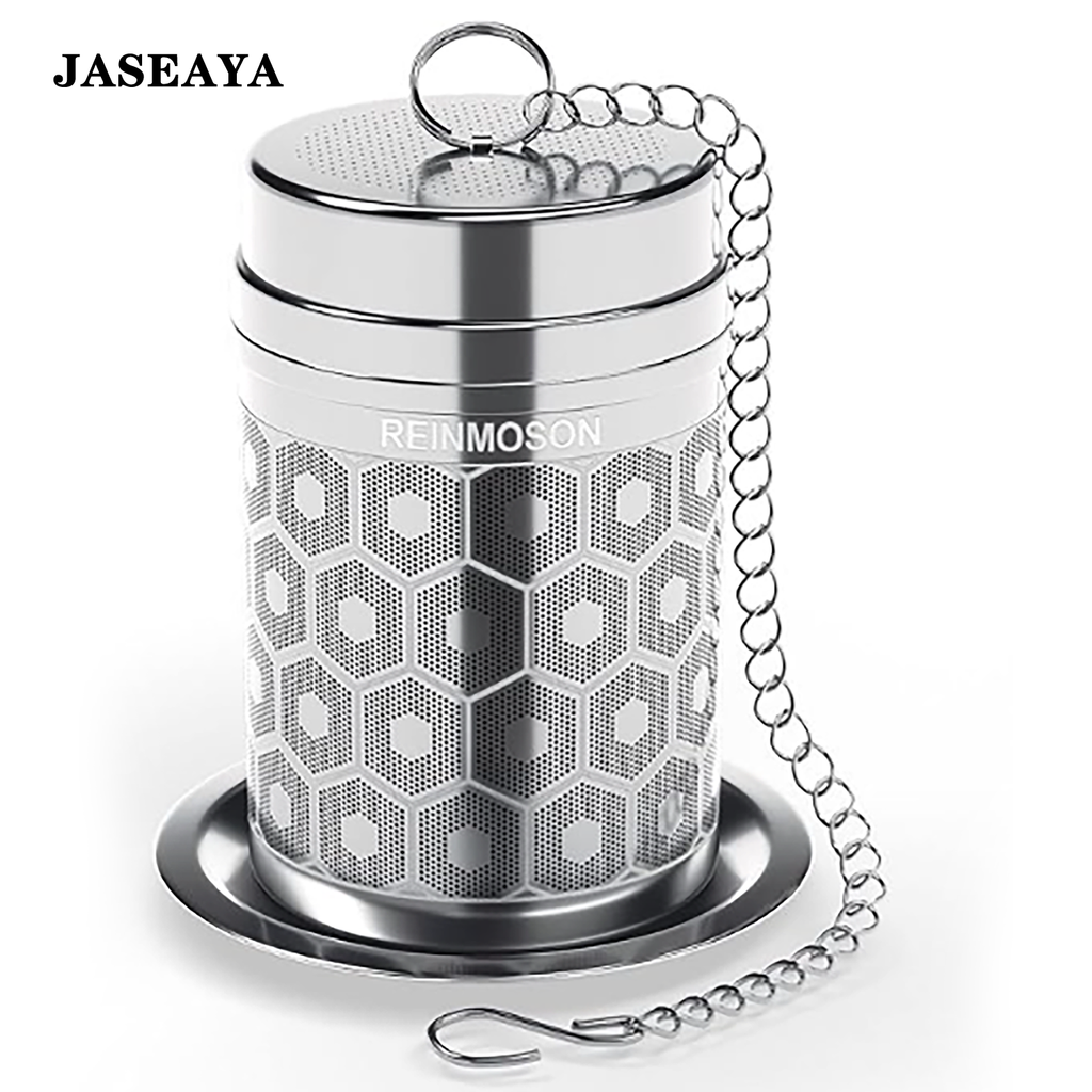 JASEAYA Tea Strainers for Loose Tea, Extra Fine Mesh Tea Infuser, 304 Stainless Steel & Updated Slim Threaded Lid, Loose Leaf Tea Steeper for Black Tea, Rooibos, etc